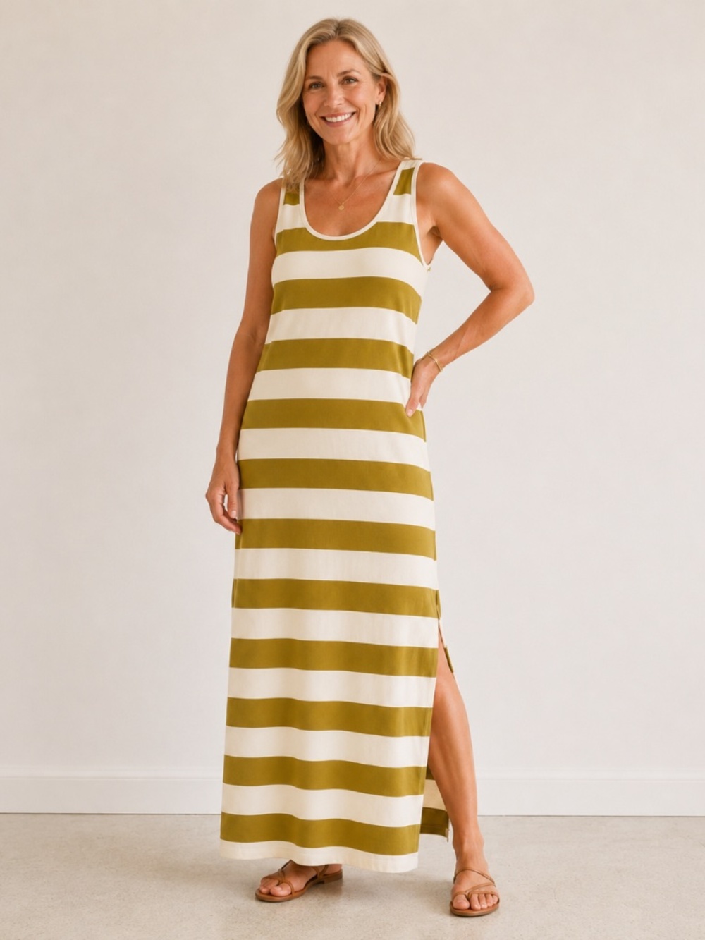 George Striped Sleeveless Tank Dress Size M